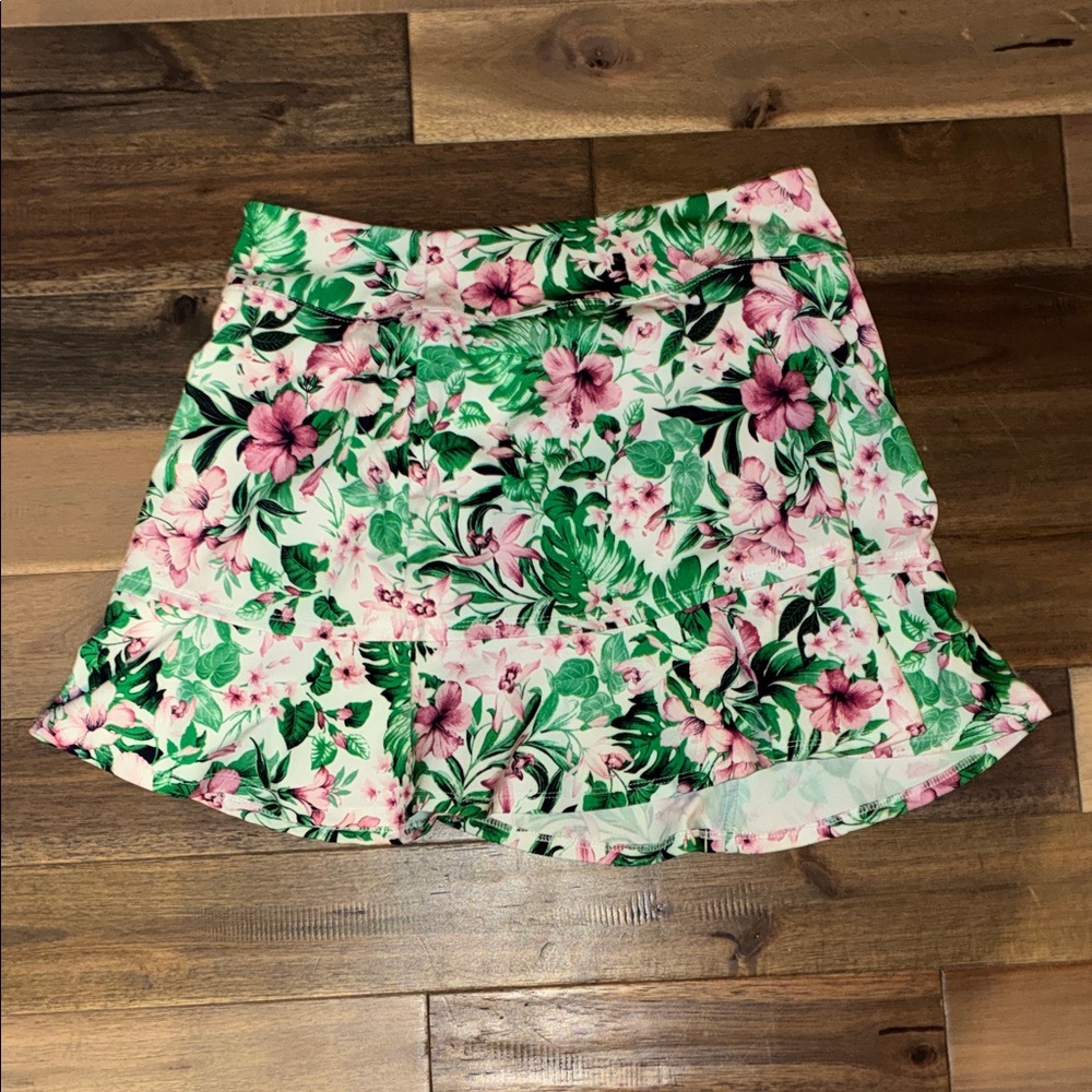 Tommy Bahama Floral Mini Skort in Green and Pink